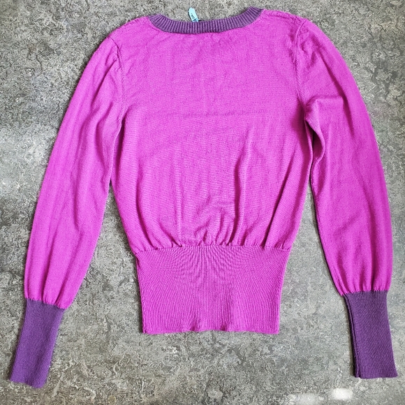 Lida Baday Silk Cashmere Italy Vibrant Magenta Plum Fine Sweater  XS? - Picture 8 of 10